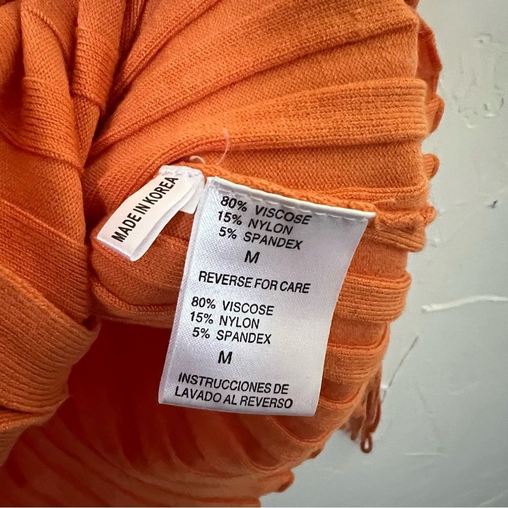 Belldini y2k Orange V-Neck Two-Way Zip Sweater Fairy Grunge‎ 2000s Ribbed Size M - Picture 4 of 9